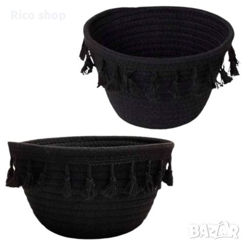 Черна плетена кошница, снимка 2 - Декорация за дома - 46441339