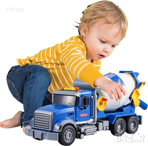 Бетоновоз със звук и светлина - инерционен, снимка 4 - Коли, камиони, мотори, писти - 53585558