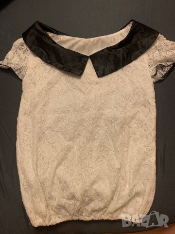 Дантелена блуза с къс ръкав, снимка 1 - Тениски - 46463657