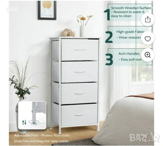 Стилен скрин от плат с 4 чекмеджета, снимка 11 - Други стоки за дома - 53540874