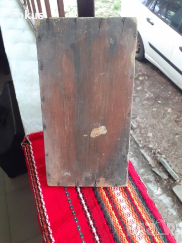 Стара домашна икона - ръчно рисувана върху дъска, снимка 3 - Антикварни и старинни предмети - 53279238