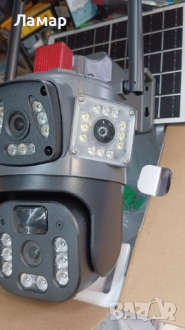 Соларна безжична въртяща камера с 4 обектива 4G 12MP работи с СИМ SIM карта мобилни данни от тел. оп, снимка 3 - HD камери - 53445268