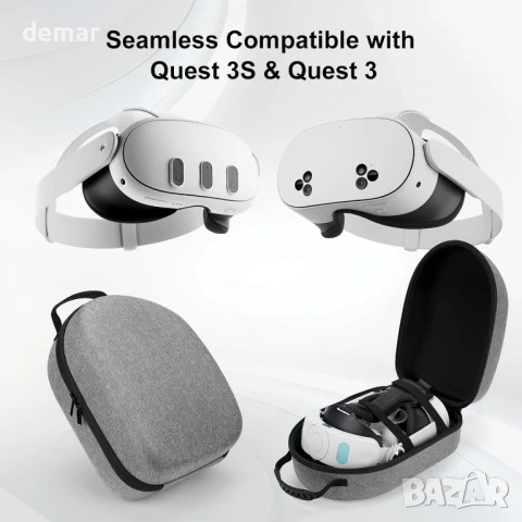 Твърд калъф за носене Dreaazhi, съвместим с Meta Quest 3S/Quest 3, аксесоари за VR, снимка 2 - Други игри и конзоли - 50595304