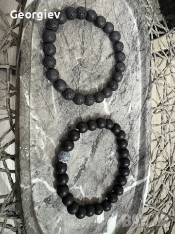 Мъжки гривни /стилни черни гривни (лава / оникс стил), снимка 4 - Гривни - 54012139