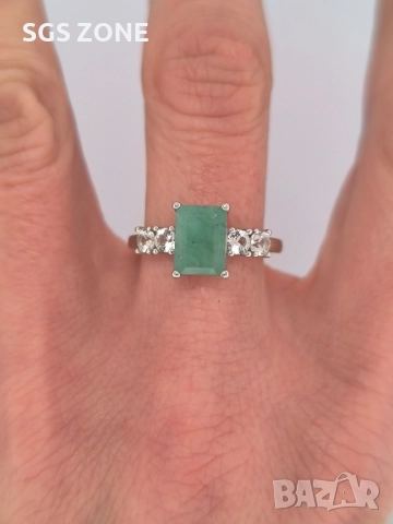 сребърен пръстен с изумруди, рубини и сапфири, снимка 5 - Пръстени - 51758890