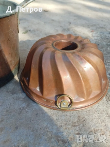 Стар меден тиган и медна форма за кекс, снимка 4 - Антикварни и старинни предмети - 42660844