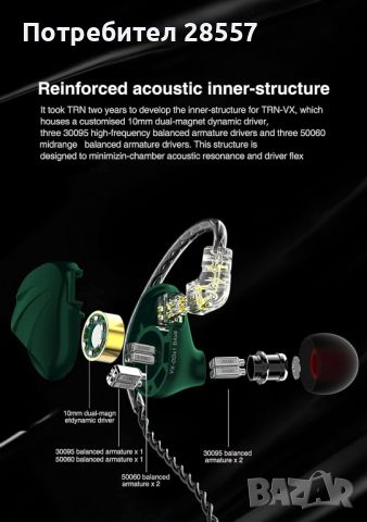 Нови- неотваряни TRN VX Слушалки тип iem 1DD+6BA, снимка 3 - Слушалки и портативни колонки - 46469692