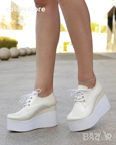 Обувки на платформа - бяла перла - 120K 