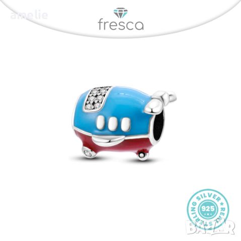 Промо -30%! Талисман Fresca по модел Пандора сребро проба 925 Pandora Airplane Blue. Колекция Amélie, снимка 1 - Гривни - 39424786