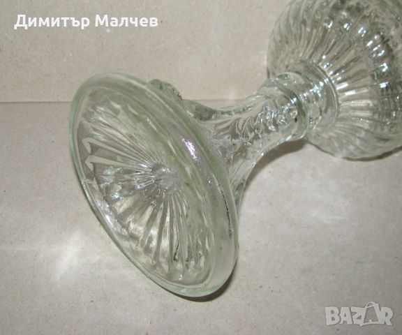 Изящна стара настолна стъклена газена лампа, запазена действаща чиста, снимка 7 - Антикварни и старинни предмети - 46452626