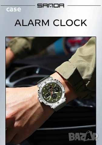 Мъжки часовник Sanda водоустойчив с подсветка и функции , снимка 3 - Мъжки - 53839196