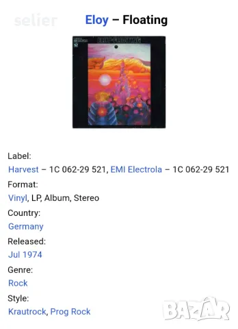 Предлагам ви една плоча на ELOY-прогресив рок група.Рядка и скъпа плоча с топ състояние на винила:  , снимка 4 - Грамофонни плочи - 50048495