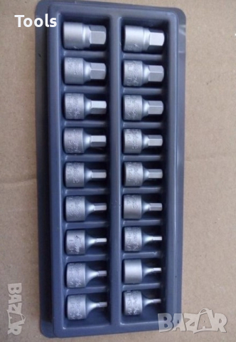 lue-Point 18 броч къси 1/4 метрични и империали вложки тип шестограми, снимка 2 - Други инструменти - 52896153