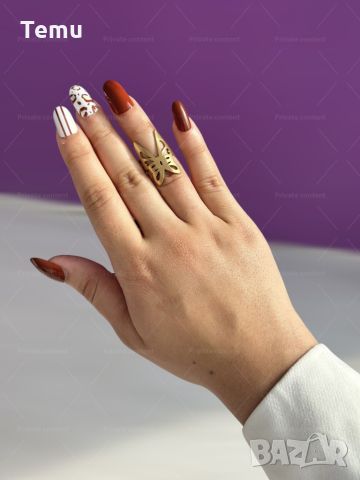 Красив дамски пръстен от неръждаема стомана тип пеперуда, снимка 2 - Пръстени - 46375762
