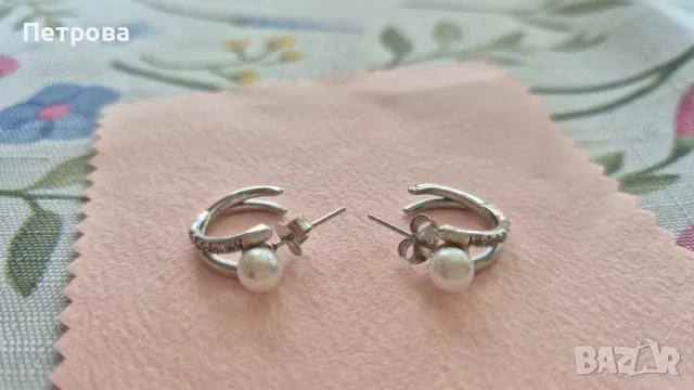 Сребърни халкички с перла
