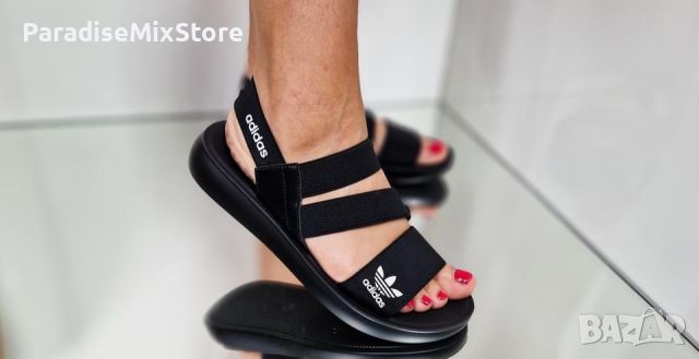 Дамски сандали Adidas Реплика ААА+ черно, снимка 4 - Сандали - 46115694