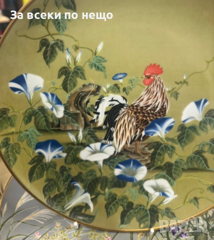 Franklin Mint “ROOSTER & THE MORNING GLORY" Decorative/ Display/ Cabinet Porcelain Plate Код P2150 , снимка 11 - Колекции - 54162251