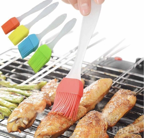 Силиконова четка за нанасяне на масло, 16x3 см, Оранжева