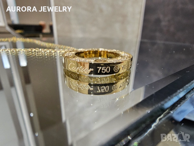 CARTIER Love Gold Large Paved Diamonds Pendant Дамскo Колие, снимка 11 - Колиета, медальони, синджири - 53007437