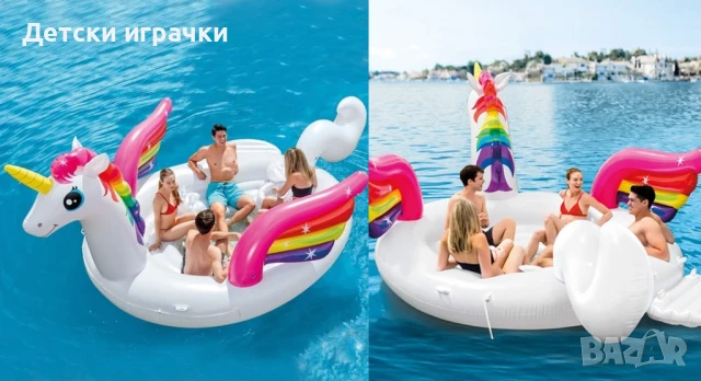 Надуваем дюшек парти остров Еднорог Intex 503 x 335 x 173 см, за парти, Unicorn Party, снимка 10 - Басейни и аксесоари - 51107370