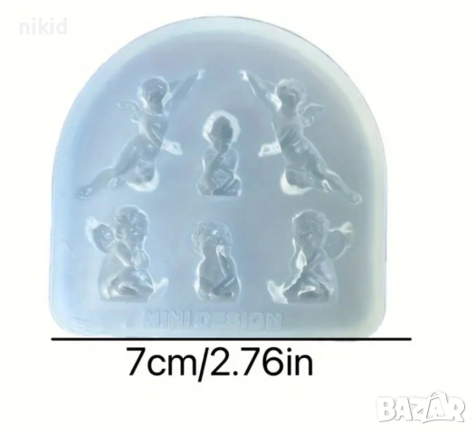 6 малки ангела ангели ангелчета в пози силиконов молд форма фондан смола шоколад декор , снимка 4 - Форми - 53651935