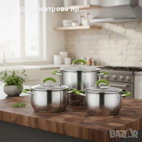 Комплект тенджери Swisgold – 3 броя, 5-слойно дъно - бързо и равномерно готвене, снимка 2 - Съдове за готвене - 53717567
