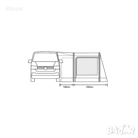 Универсален надуваем форселт Outdoor Revolution Movelite T2 Midline. За кемпер, бус или каравана. , снимка 6 - Палатки - 49888974