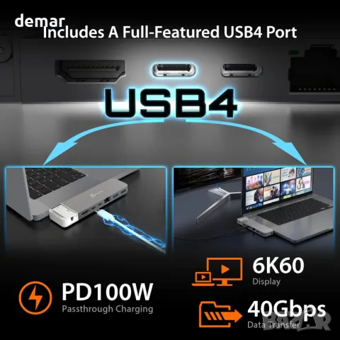 Хъб j5create 4K60 Elite Pro USB4,за MacBook 2021/2022 Pro/Air (JCD395), снимка 5 - Друга електроника - 48210272