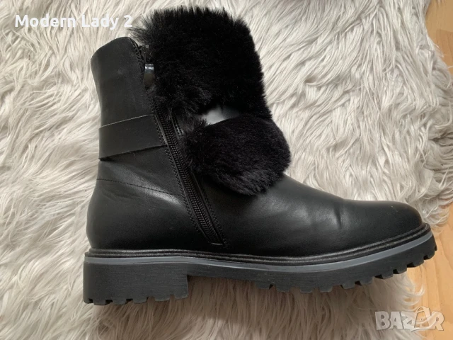 Кожени боти с пух, снимка 3 - Дамски боти - 50979228