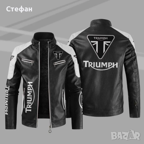 Classic Motorcycle Men's Leather Jacket Triumph НОВО кожено мото яке Триумф