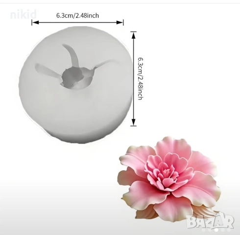 3d  Лилия цвете силиконов молд форма фондан шоколад смола гипс, снимка 5 - Форми - 48985402