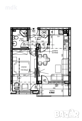 Двустаен пред АКТ 15 среден етаж, снимка 10 - Апартаменти - 51699015