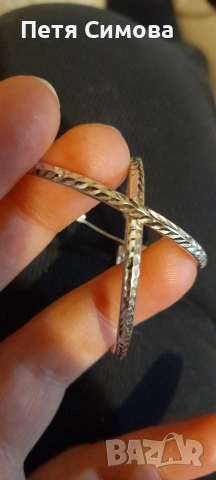 сребърни халки 4см, снимка 2 - Обеци - 53301390