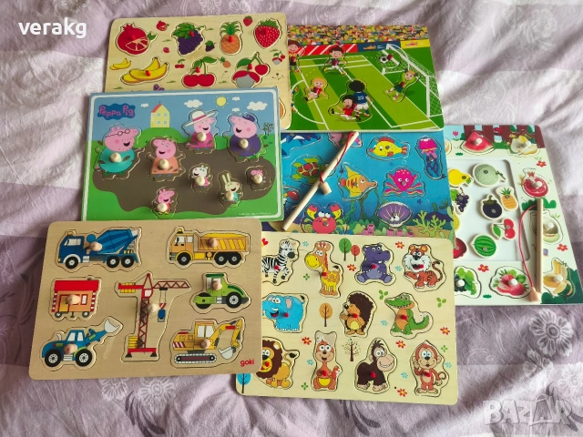 Лот дървени пъзели с дръжки