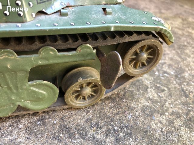 стара механична, ламаринена играчка ТАНК - MADE IN FRANCE, снимка 2 - Антикварни и старинни предмети - 45464125