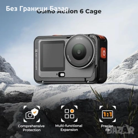 Нов комплект за снимки влог K&F селфи стик 92.5см за Osmo Action 6 с cage и адаптер, снимка 7 - Чанти, стативи, аксесоари - 54209261