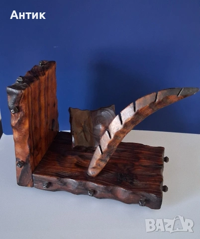 Масивен Дървен Стопер за Книги Дърворезба , снимка 4 - Други ценни предмети - 53645065