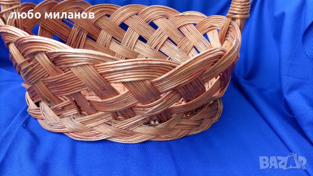 Голяма елипсовидна плетена кошница от едно време, снимка 5 - Антикварни и старинни предмети - 45843276