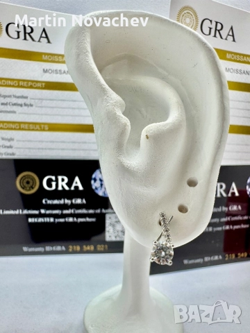 Сребърни обеци с мойсанит (Диамант) 0.5 карата, снимка 8 - Обеци - 52370580