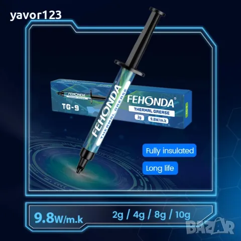 4гр 9.8W/m·k Fehonda TG-9 термична термопаста за процесор, снимка 2 - Други - 50224908