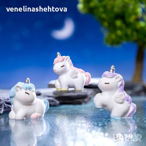 Unicorn Еднорог пластмасова фигурка топер за декорация на торта игра, снимка 2 - Други - 46584237