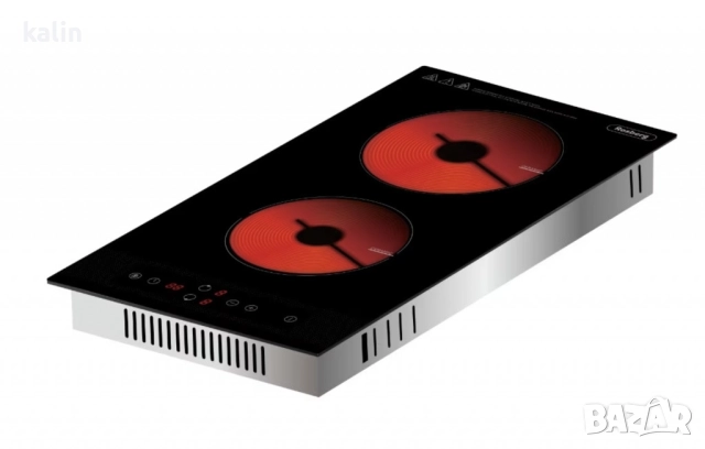 Двоен инфрачервен плот за вграждане Oliver Voltz, 1200+1800 W, 9 нива, Таймер, Черен 