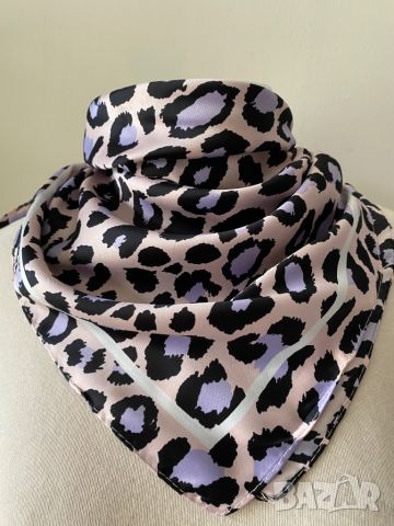 Леопардов шал/ кърпа за глава в розово и лилаво, снимка 3 - Шалове - 44773161