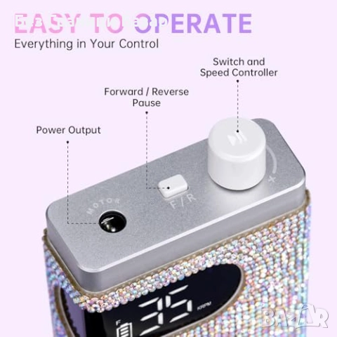 Нова Професионална пила за нокти 35000RPM, безжична, комплект 12 накрайника, снимка 8 - Продукти за маникюр - 52158411