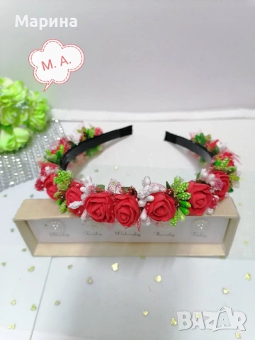 Празнична диадема с цветя, вариант 33, снимка 12 - Аксесоари за коса - 54232591