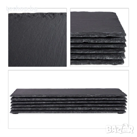 Комплект от 6 плата за сервиране на храна от шисти 30x40 см, снимка 5 - Прибори за хранене, готвене и сервиране - 53761163