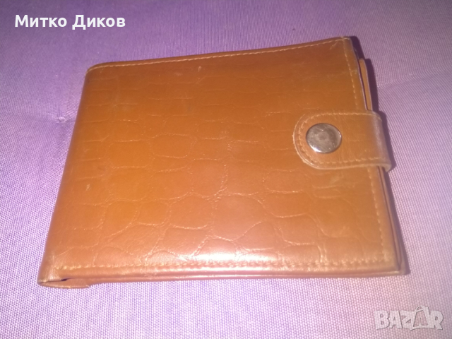 Български портфейл от соца нов 125х95мм естествена кожа, снимка 2 - Портфейли, портмонета - 44943578