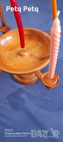 масивен дървен свещник , снимка 3 - Антикварни и старинни предмети - 52720545