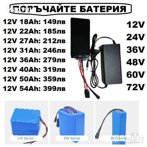 Батерия по поръчка 12V 24V 36V 48V 60V 72V - чисто нови, снимка 1 - Друга електроника - 48930918