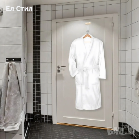 Дамски хотелски халат, класически, удобен, топъл, с връзки, мек, бял, снимка 8 - Други - 53567665
